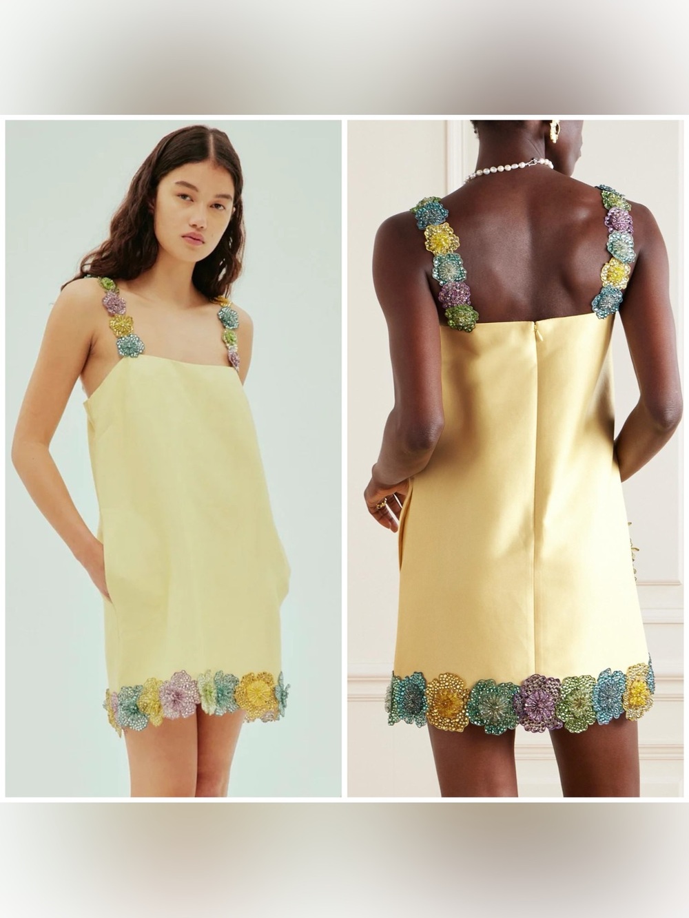 NWT Alemais Lolita Lemon Floral Mini Short Beaded Dress Yellow Women’s 4 FLAWS - Picture 2 of 16